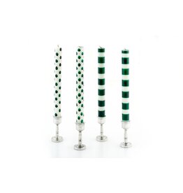 Green Stripes and Dots 4pk Taper Candles