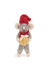 Mouse Holding Present Felt Ornament