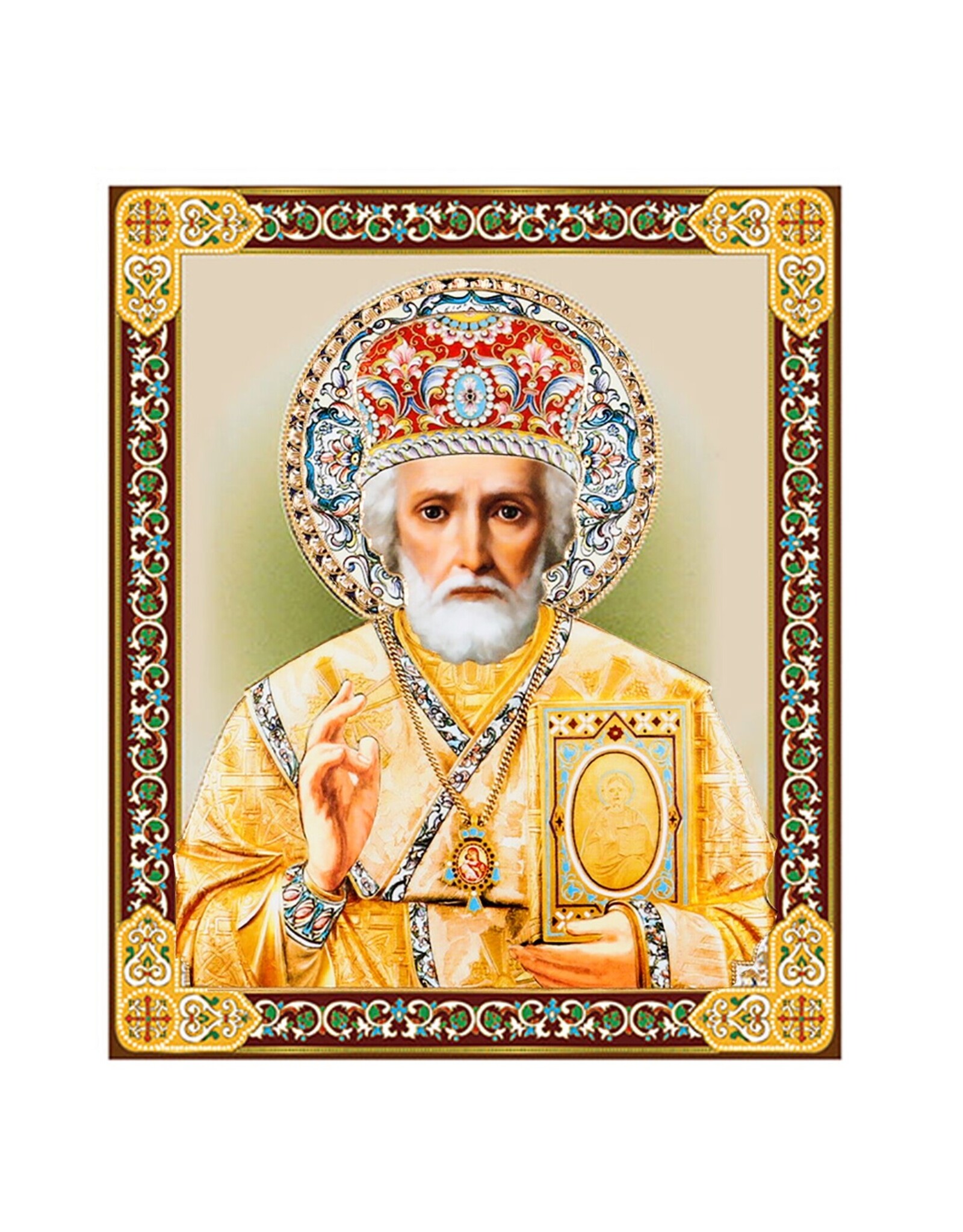 Saint Nicholas Gold Foil Wooden Small Icon