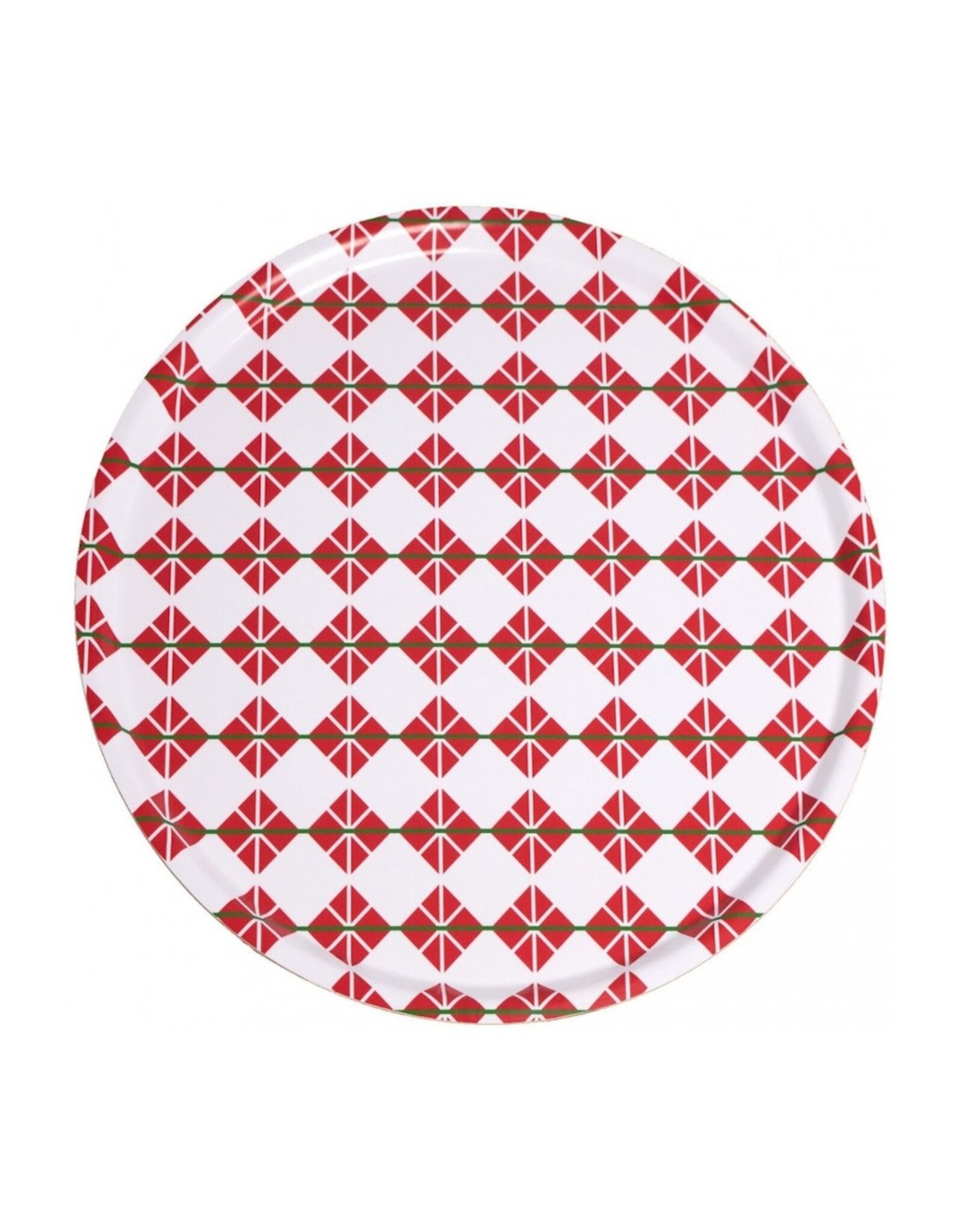 Red and White Geometric Tray