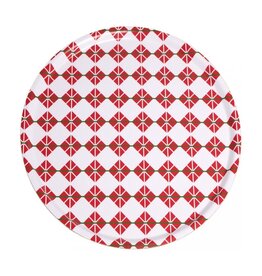 Red and White Geometric Holiday Tray