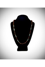 Amber and Turquoise Beaded Sterling Silver Necklace