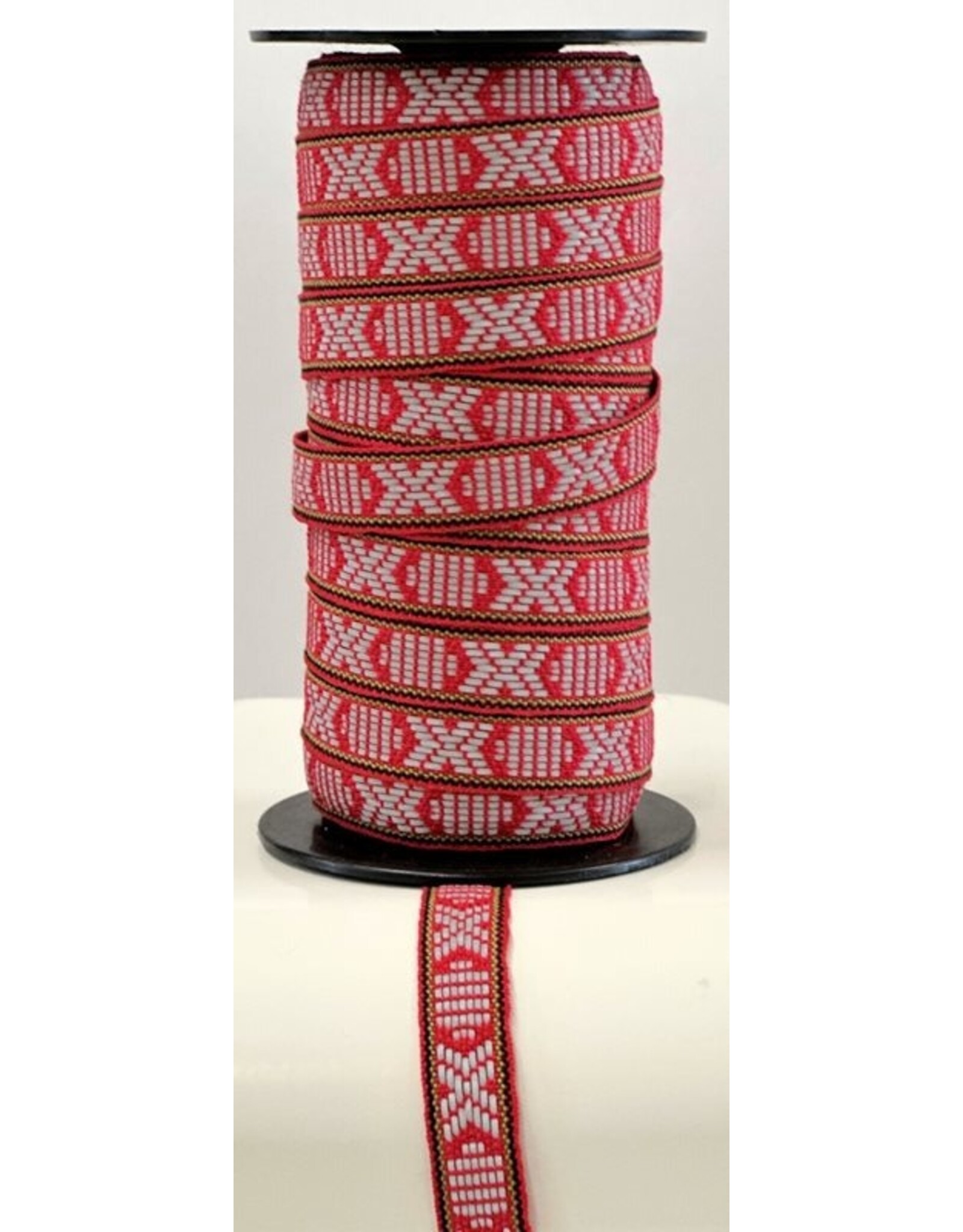 Silver on Red Folk Art Ribbon