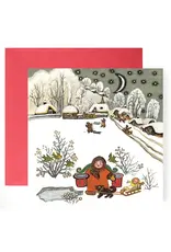 Girl Fetching Water Folk Art Holiday Card