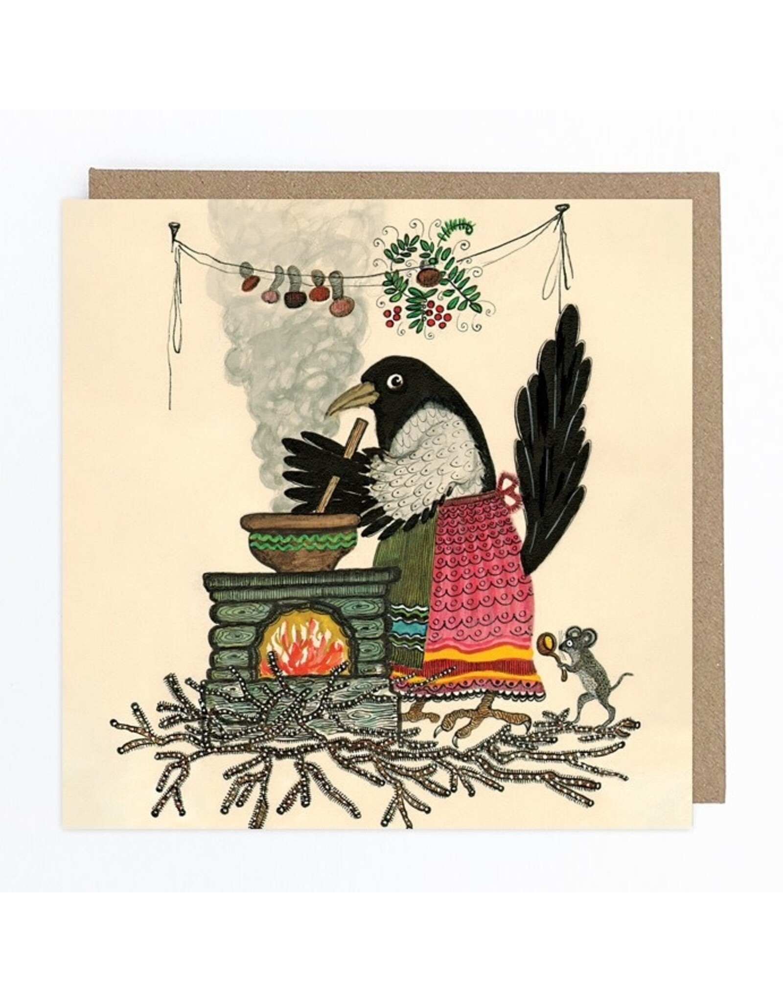 Magpie in Apron Greeting Card
