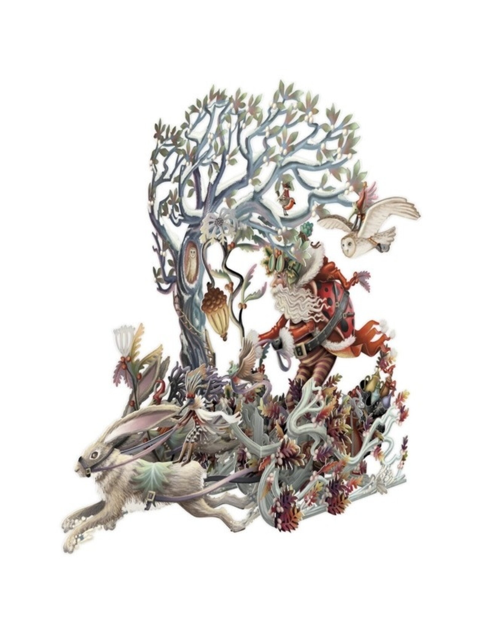 Santa and Hares Racing PopUp Card TMORA Shop