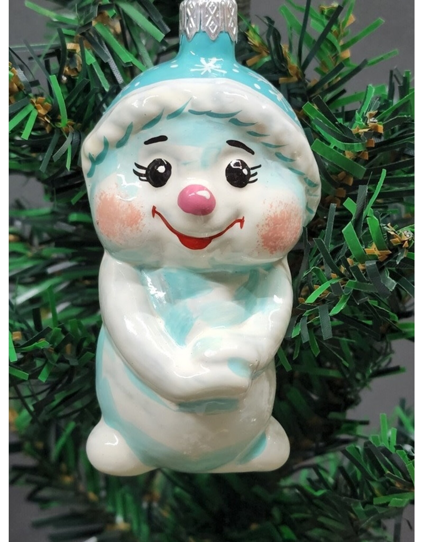 Hand Painted Snowman Glass Ornament