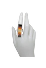 Gradient Mosaic Amber 925 Sterling Silver Adjustable Ring