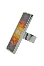 Gradient Mosaic Amber 925 Sterling Silver Adjustable Ring