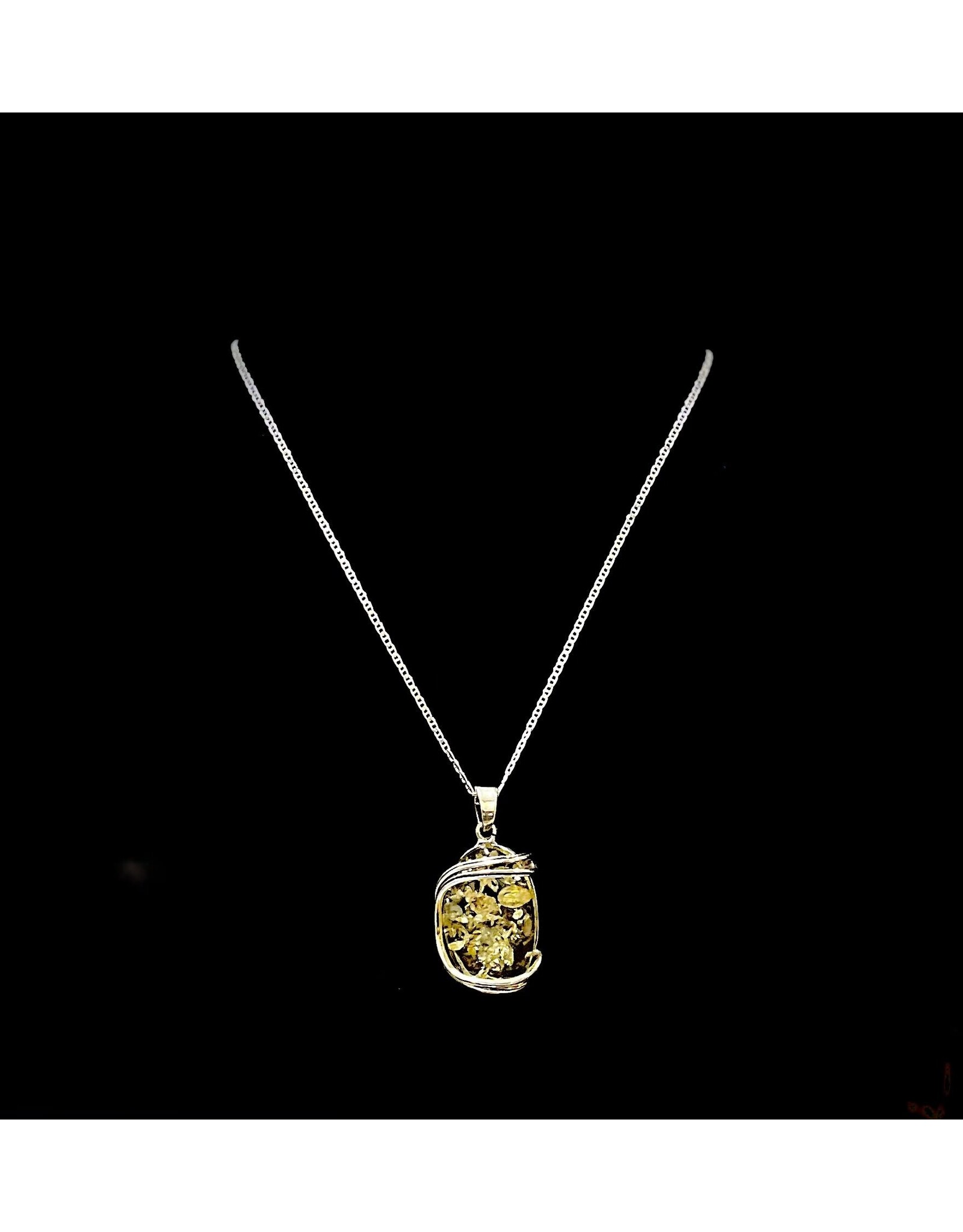 Citrine Baltic Amber Oval Handmade Sterling Silver Pendant