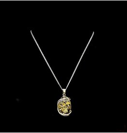 Citrine Baltic Amber Oval Handmade Sterling Silver Pendant