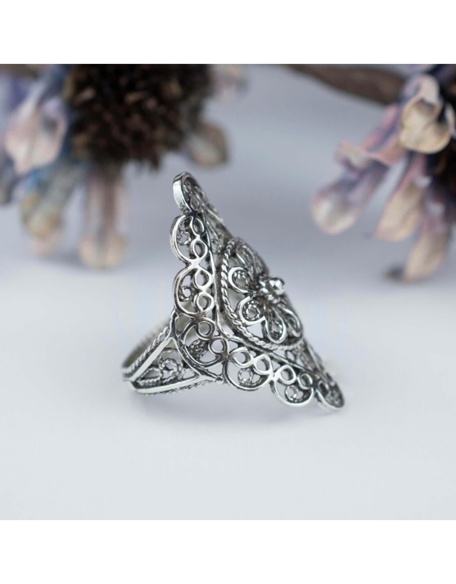 Filigree Lace Sterling Silver Ring Size 9