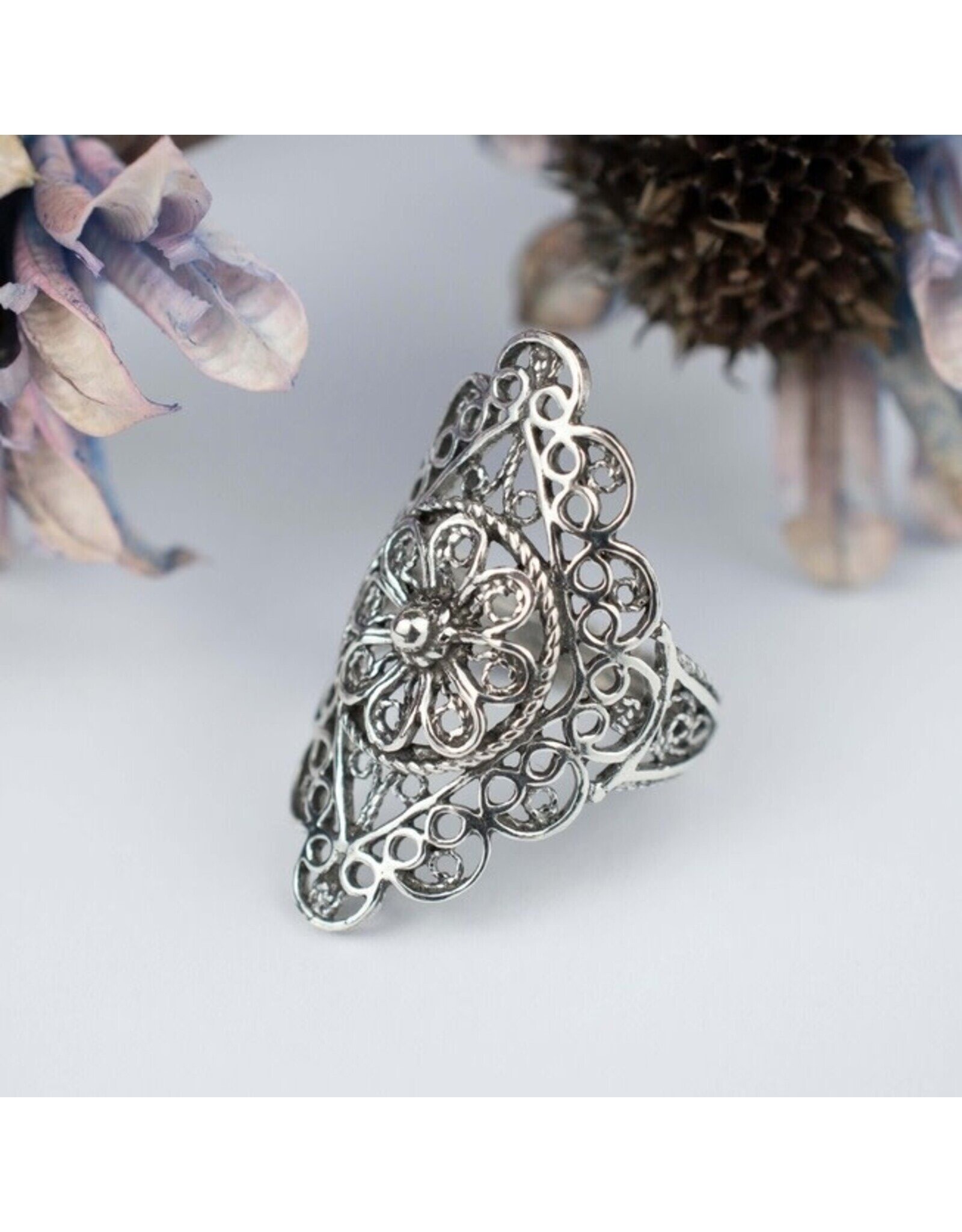 Filigree Lace Sterling Silver Ring Size 9