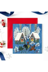 Chickens in Snow Christmas Greeting Card