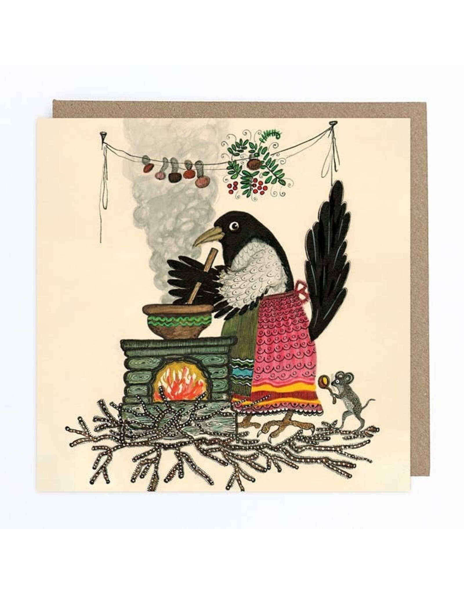 Magpie in Apron Greeting Card