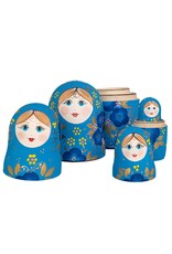 Blue and Gold Matte Finish 5-Piece Nesting Doll