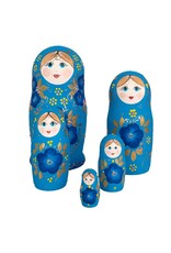 Blue and Gold Matte Finish 5-Piece Nesting Doll