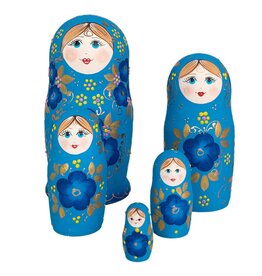 Blue and Gold Matte Finish 5-Piece Nesting Doll