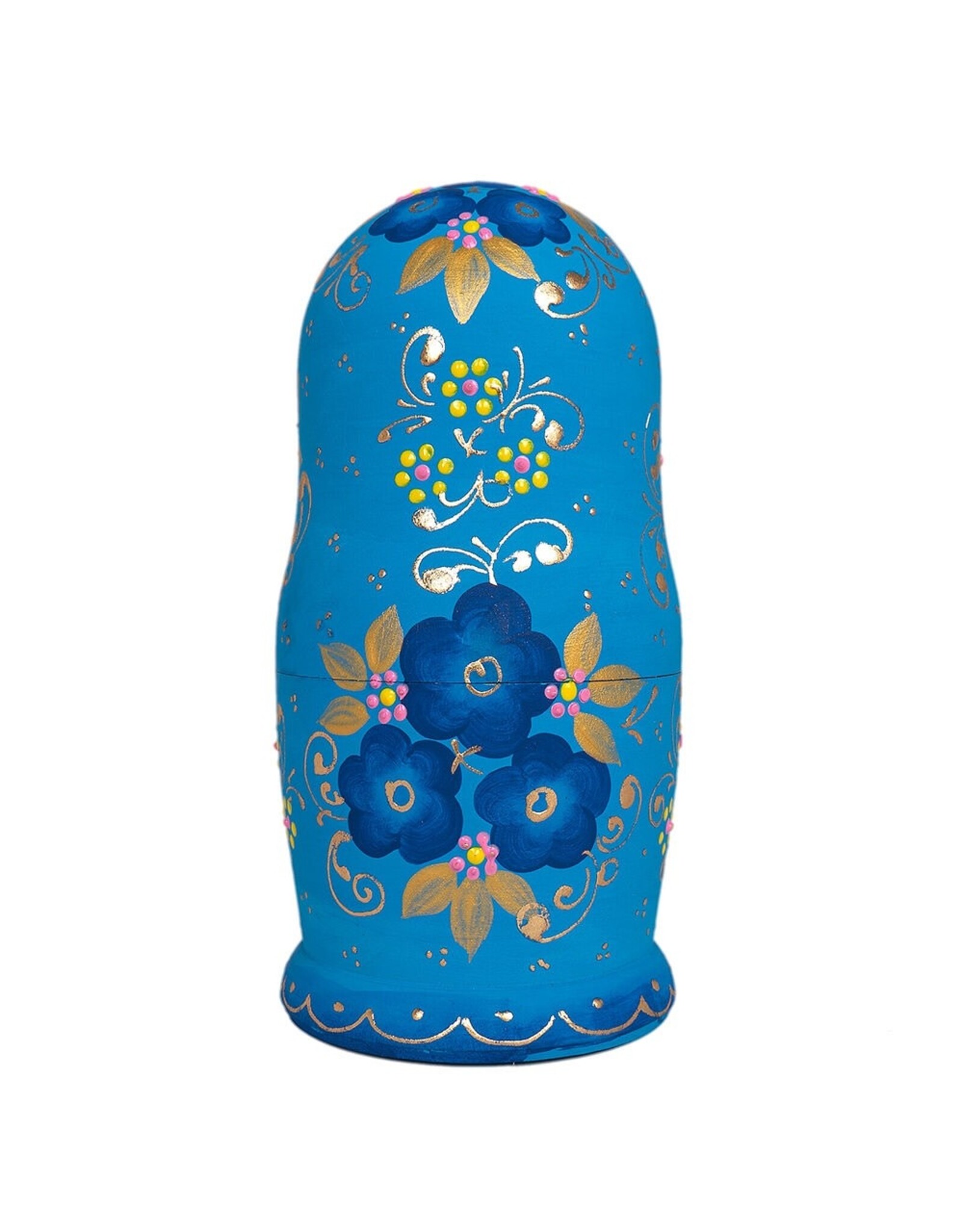 Blue and Gold Matte Finish 5-Piece Nesting Doll
