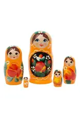 Orange Art Nesting Doll 5 Pc 4"