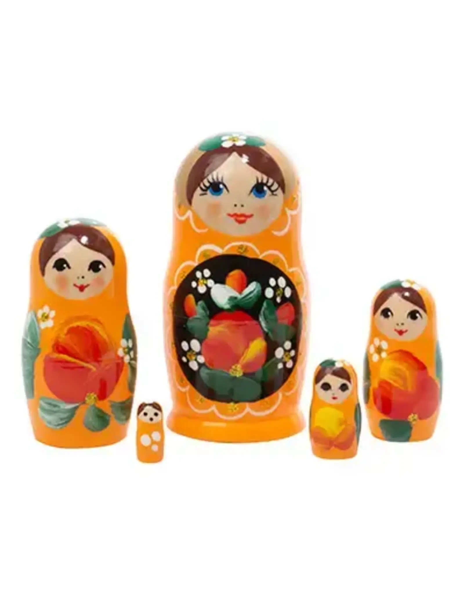 Orange Art Nesting Doll 5 Pc 4"