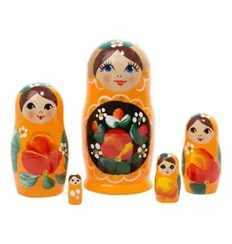 Orange Art Nesting Doll 5 Pc 4"