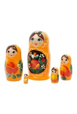 Orange Art Nesting Doll 5 Pc 4"
