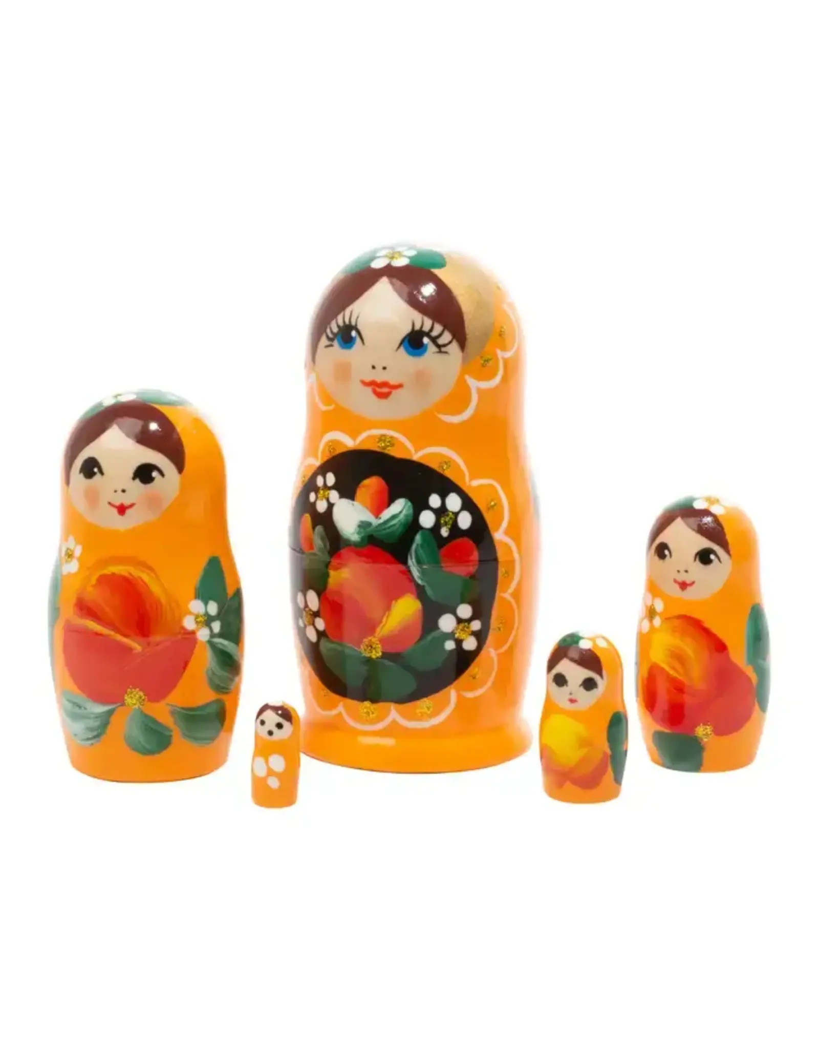 Orange Art Nesting Doll 5 Pc 4"