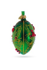 Pearl on Green Leaf Glass Egg Ornament