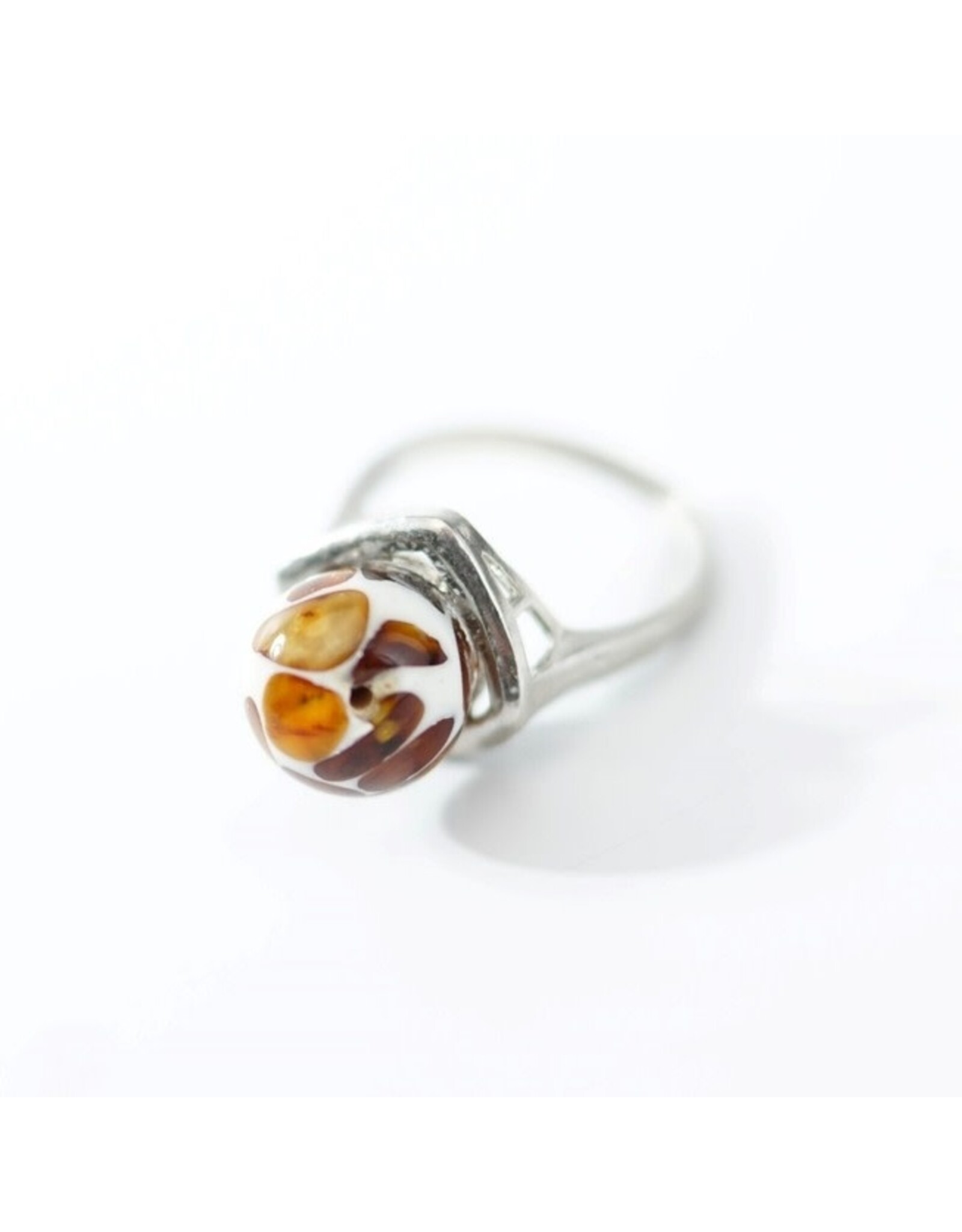 Baltic Amber Mosaic Cloud Orb Ring