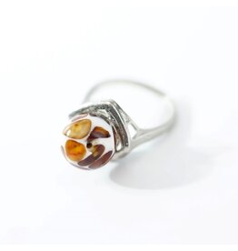 Baltic Amber Mosaic Cloud Orb Ring
