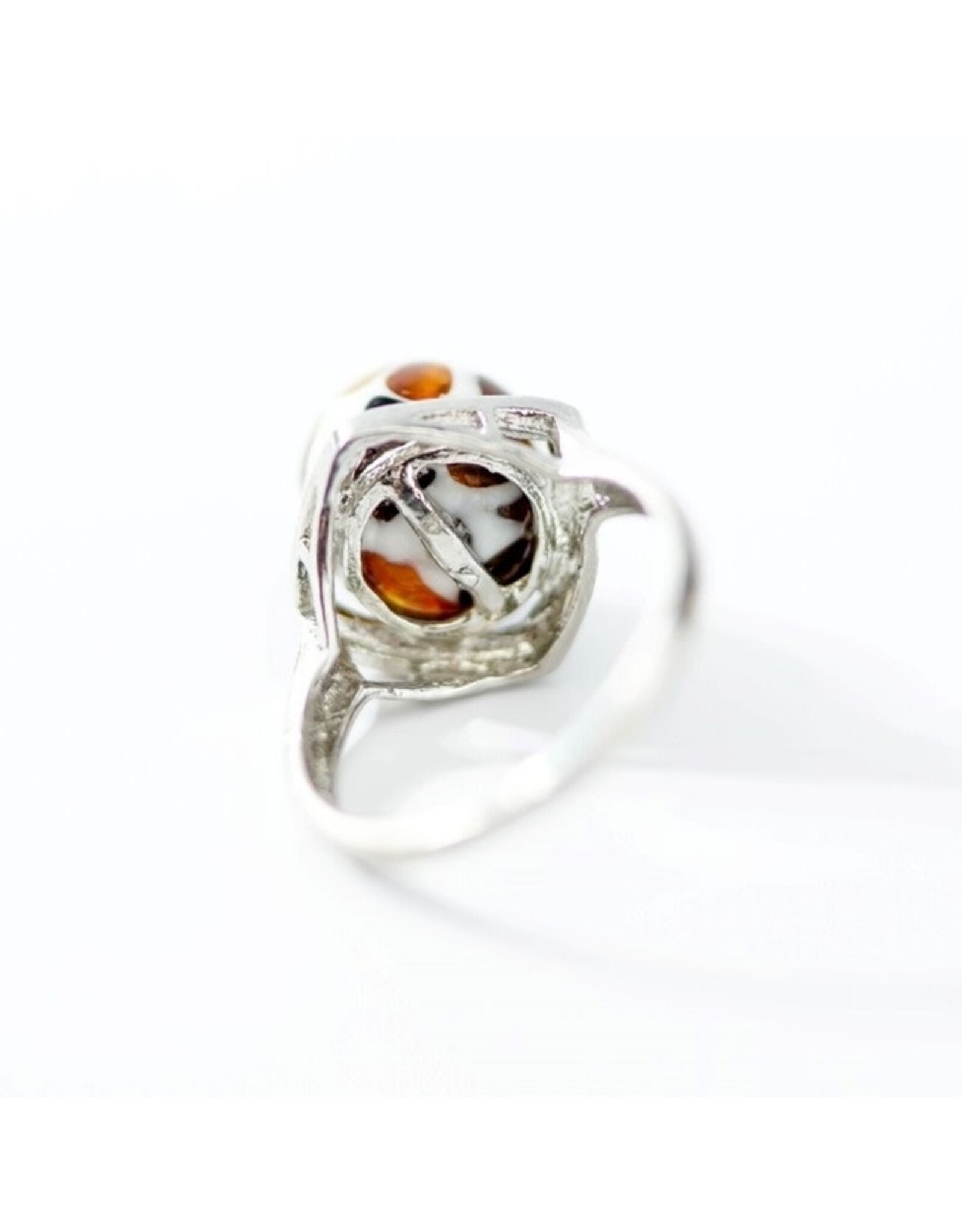 Baltic Amber Mosaic Cloud Orb Ring