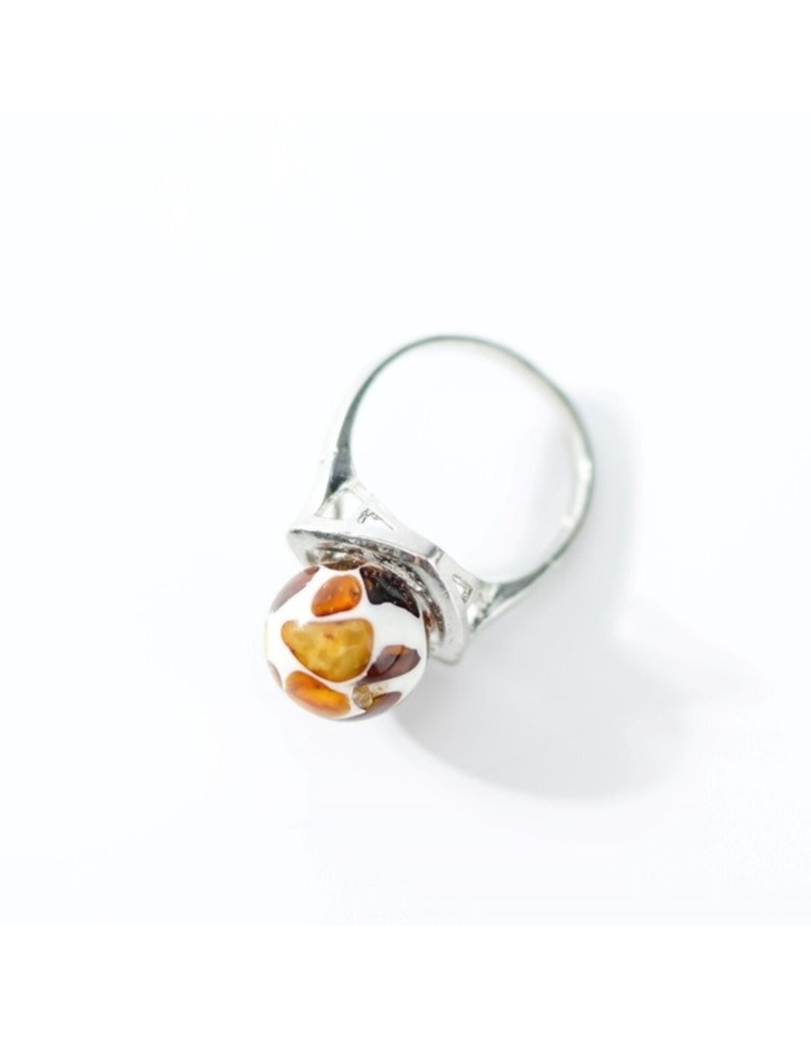 Baltic Amber Mosaic Cloud Orb Ring