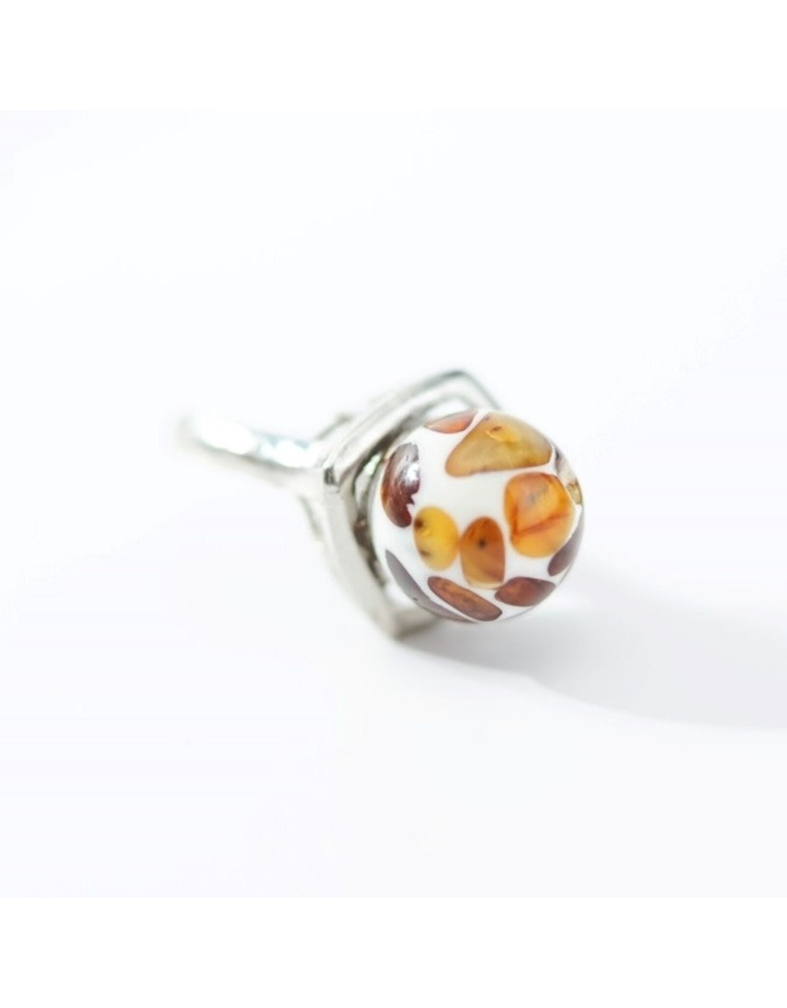 Baltic Amber Mosaic Cloud Orb Ring