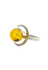 Cosmic Embrace Citrine Baltic Amber Ring
