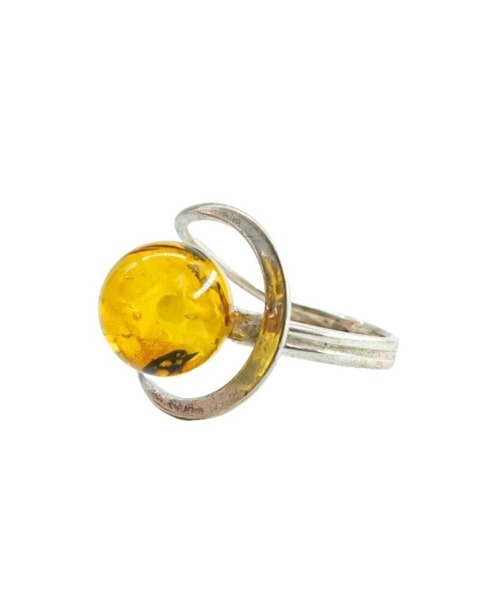 Cosmic Embrace Citrine Baltic Amber Ring