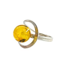 Cosmic Embrace Citrine Baltic Amber Ring