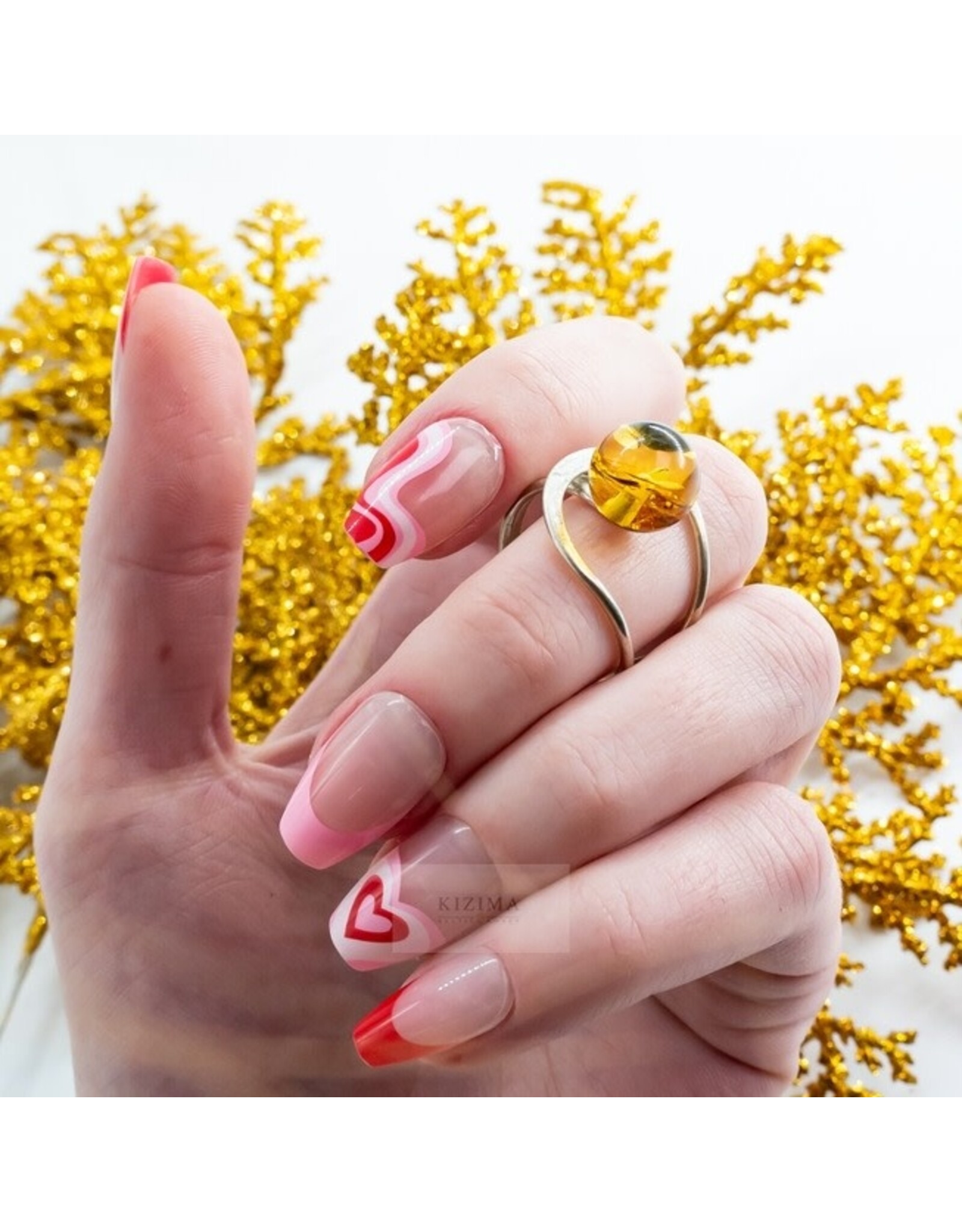 Cosmic Embrace Citrine Baltic Amber Ring