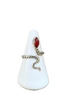 Snake Baltic Amber Sterling Silver Adjustable Ring