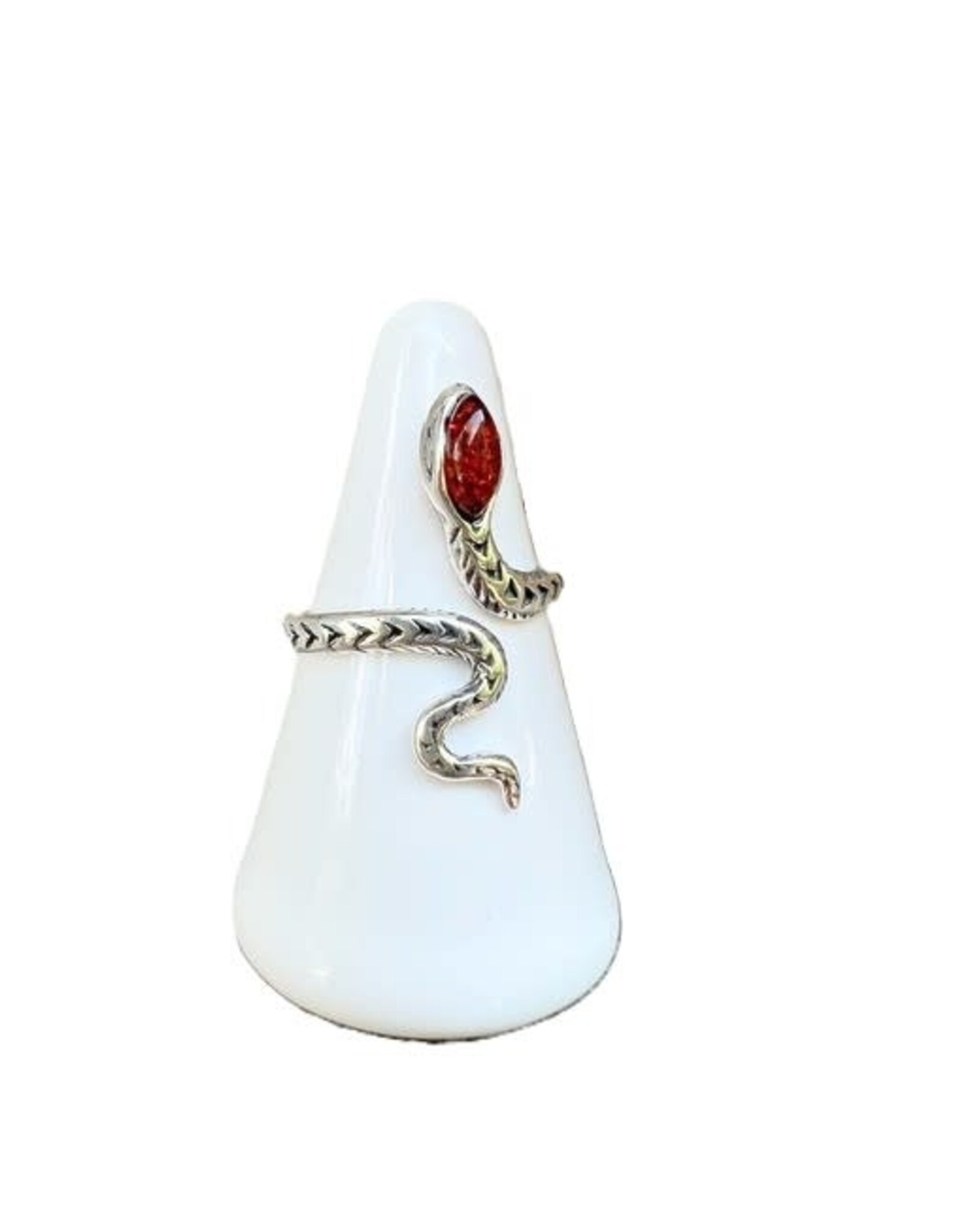 Snake Baltic Amber Sterling Silver Adjustable Ring