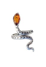 Snake Baltic Amber Sterling Silver Adjustable Ring