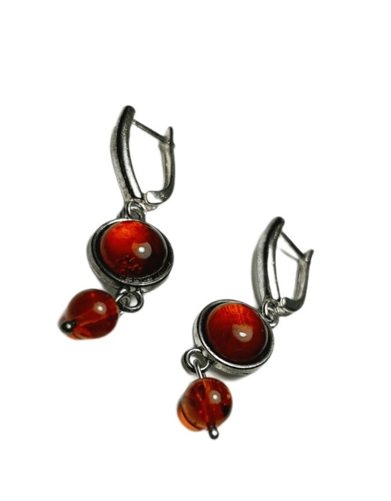 Baltic Cognac Amber Orb Dangle Earrings