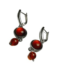 Baltic Cognac Amber Orb Dangle Earrings