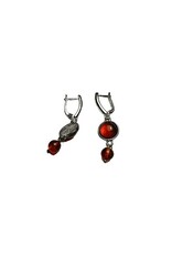 Baltic Cognac Amber Orb Dangle Earrings