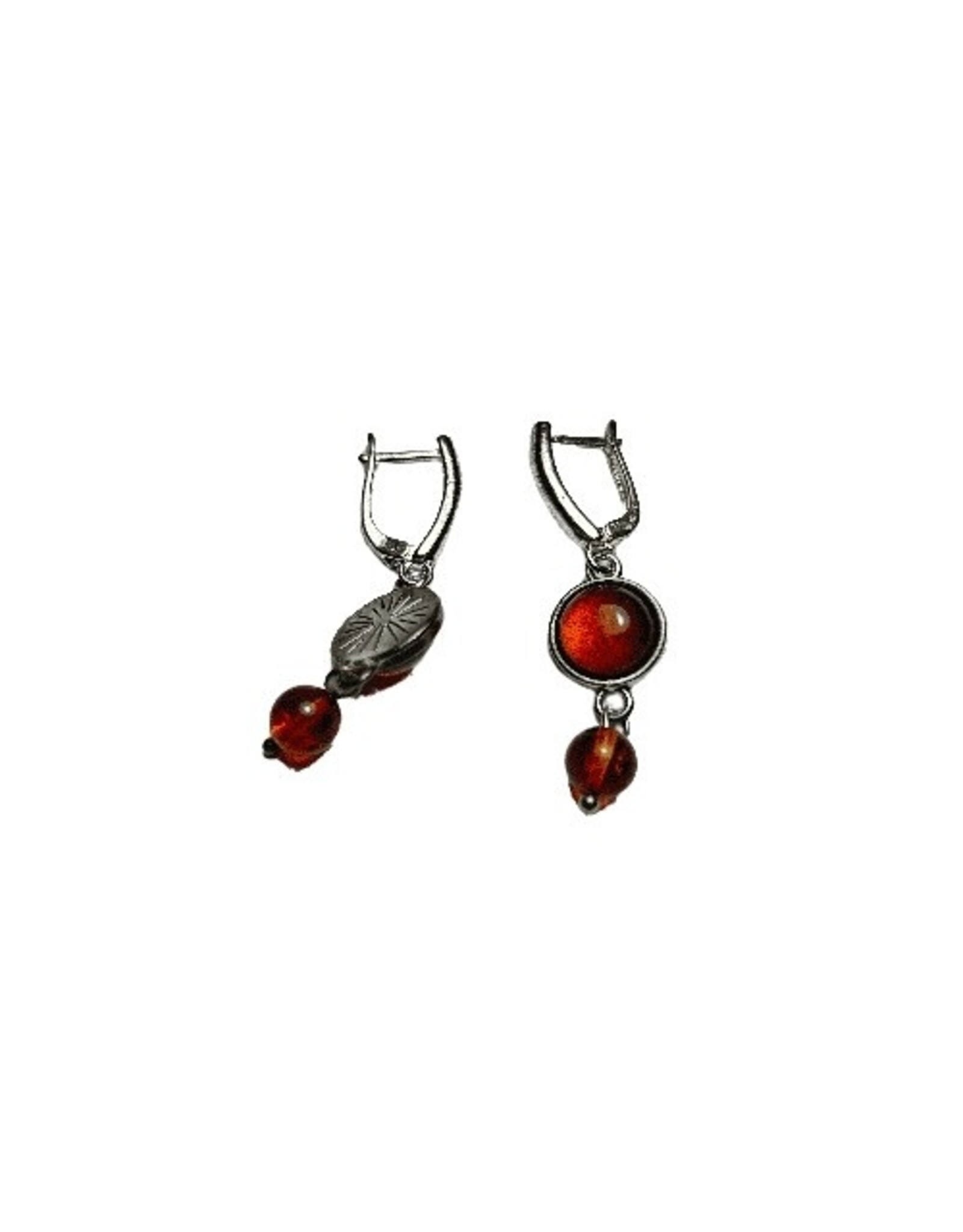 Baltic Cognac Amber Orb Dangle Earrings