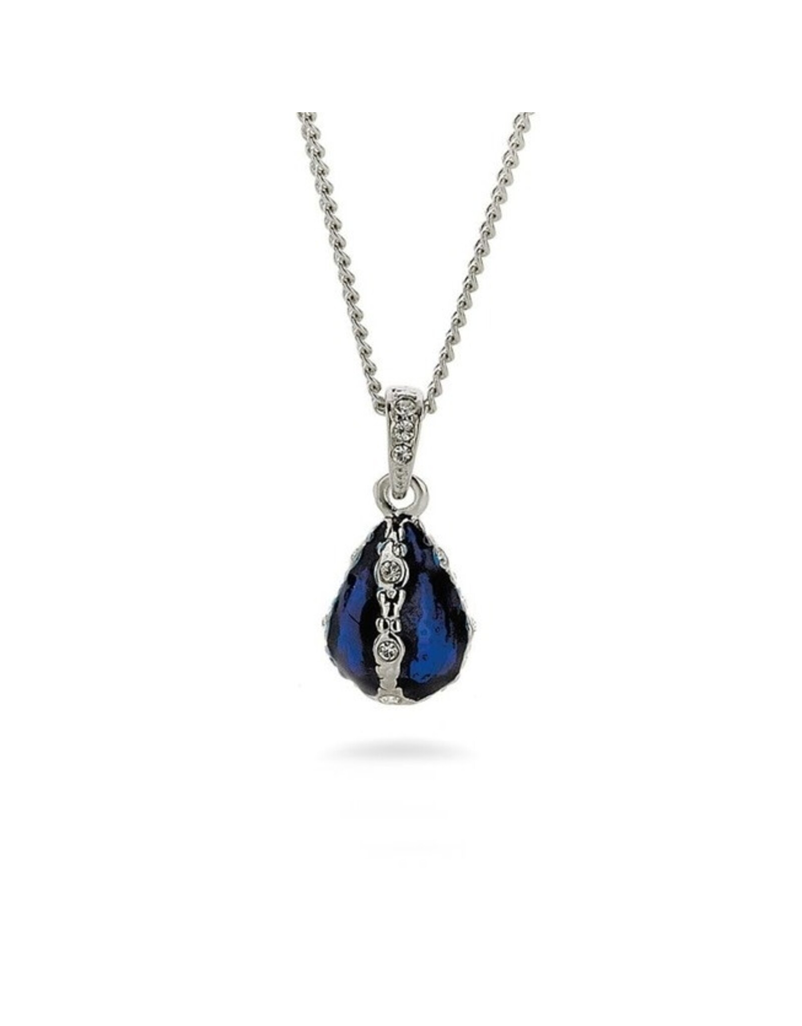 Jeweled Blue Egg Fabergé Egg Pendant Necklace