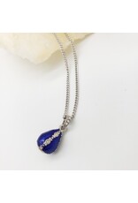 Jeweled Blue Egg Fabergé Egg Pendant Necklace