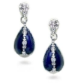 Jeweled Blue Egg Fabergé Egg Earrings