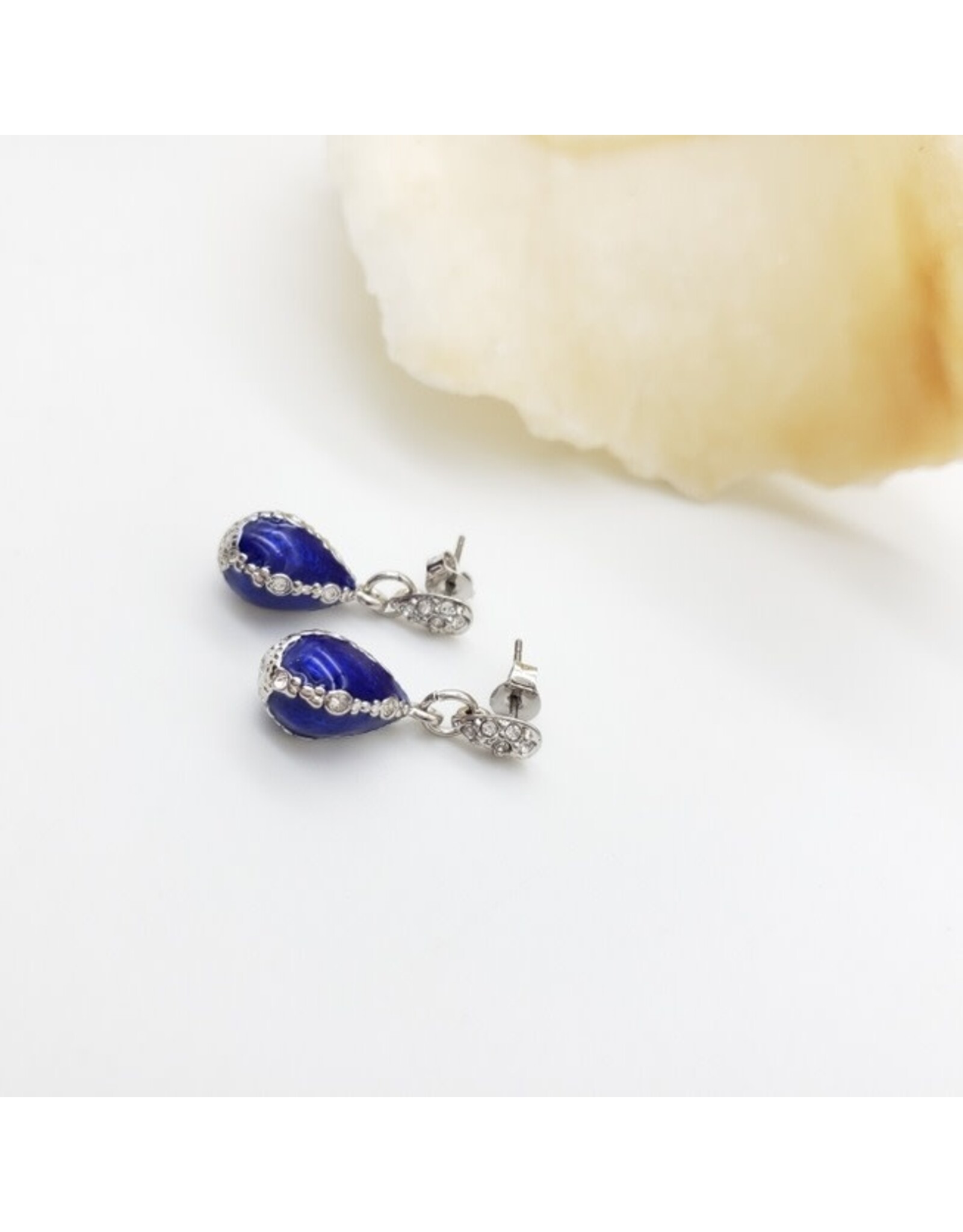 Jeweled Blue Egg Fabergé Egg Earrings