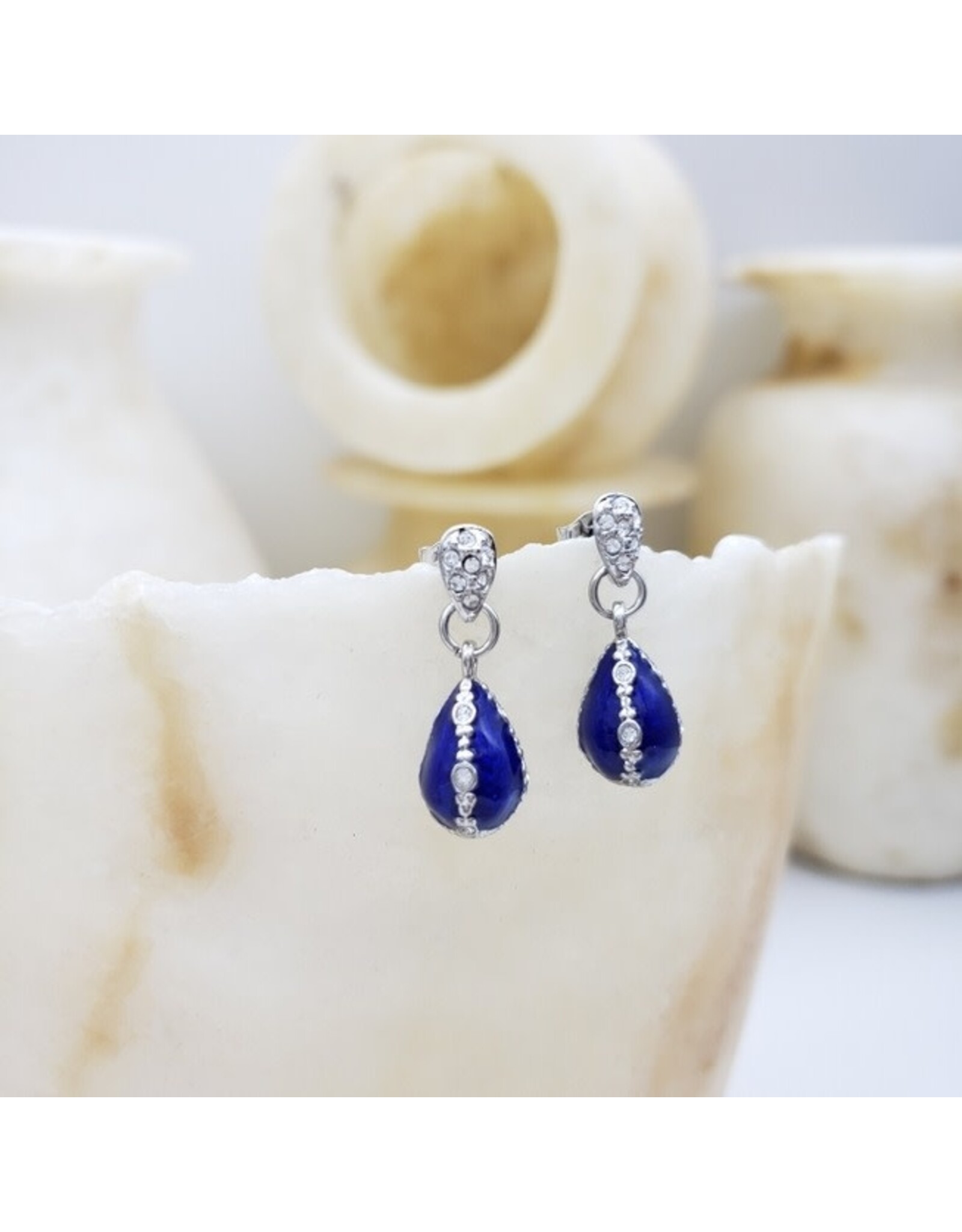 Jeweled Blue Egg Fabergé Egg Earrings